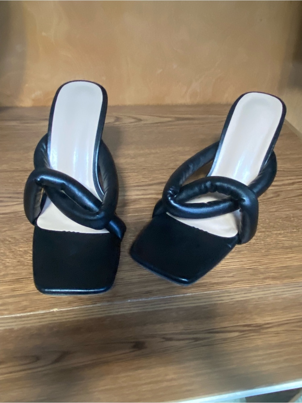 Women’s Black Cross Straps Slide Heels | Size 8US / 38EU NEVER WORN